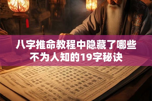八字推命教程中隐藏了哪些不为人知的19字秘诀