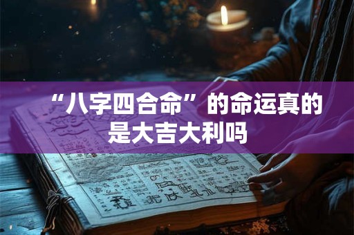 “八字四合命”的命运真的是大吉大利吗