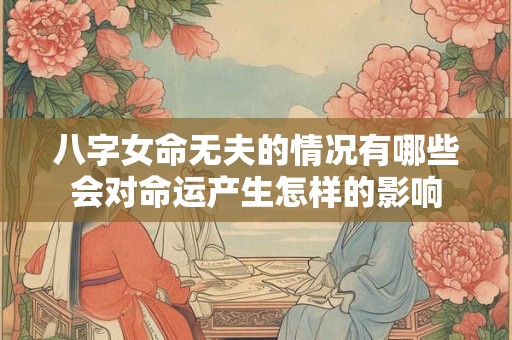 八字女命无夫的情况有哪些会对命运产生怎样的影响