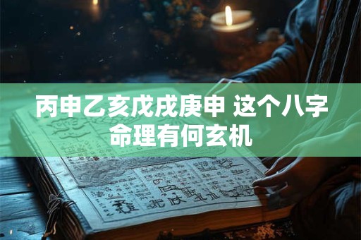 丙申乙亥戊戌庚申 这个八字命理有何玄机