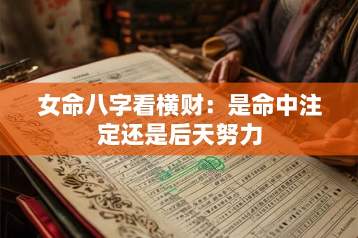 女命八字看横财：是命中注定还是后天努力