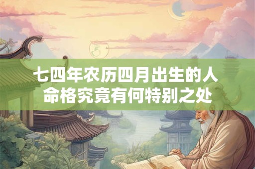 七四年农历四月出生的人 命格究竟有何特别之处