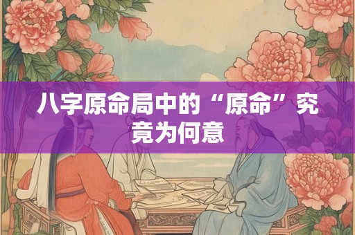 八字原命局中的“原命”究竟为何意