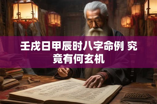 壬戌日甲辰时八字命例 究竟有何玄机
