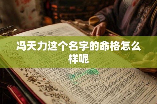 冯天力这个名字的命格怎么样呢