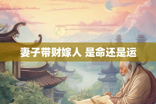 妻子带财嫁人 是命还是运