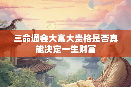 三命通会大富大贵格是否真能决定一生财富