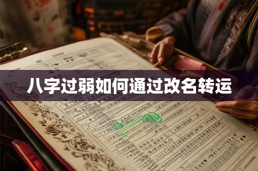 八字过弱如何通过改名转运