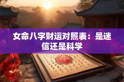 女命八字财运对照表：是迷信还是科学