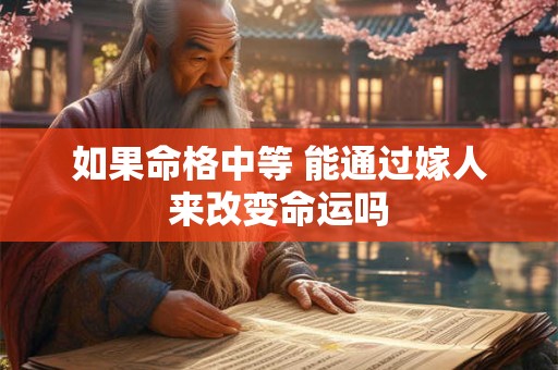 如果命格中等 能通过嫁人来改变命运吗