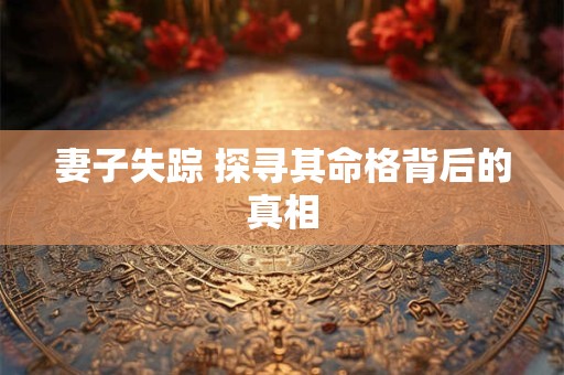 妻子失踪 探寻其命格背后的真相