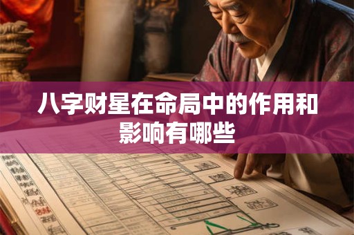 八字财星在命局中的作用和影响有哪些