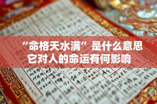 “命格天水满”是什么意思它对人的命运有何影响