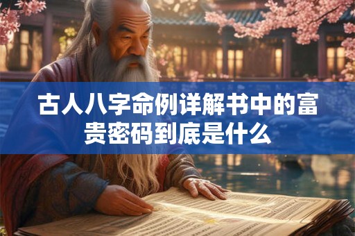 古人八字命例详解书中的富贵密码到底是什么