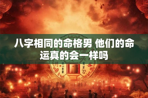 八字相同的命格男 他们的命运真的会一样吗