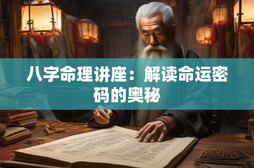 八字命理讲座:解读命运密码的奥秘 八字命理讲座:解读命运密码的奥秘