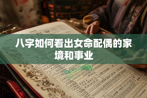八字如何看出女命配偶的家境和事业