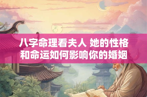 八字命理看夫人 她的性格和命运如何影响你的婚姻