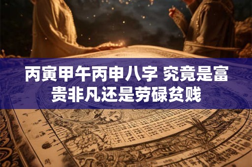丙寅甲午丙申八字 究竟是富贵非凡还是劳碌贫贱