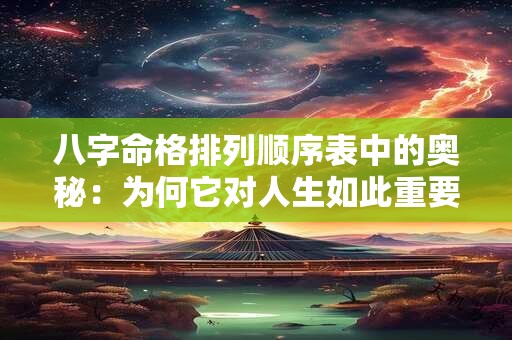 详细阅读:八字命格排列顺序表中的奥秘:为何它对人生如此重要 八字命格排列顺序表中的奥秘:为何它对人生如此重要