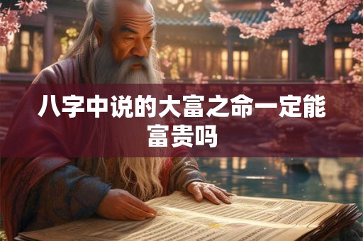 八字中说的大富之命一定能富贵吗