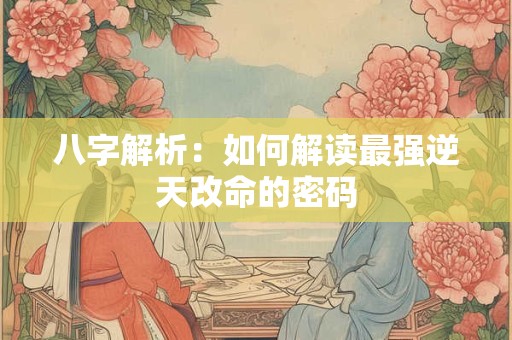 八字解析：如何解读最强逆天改命的密码
