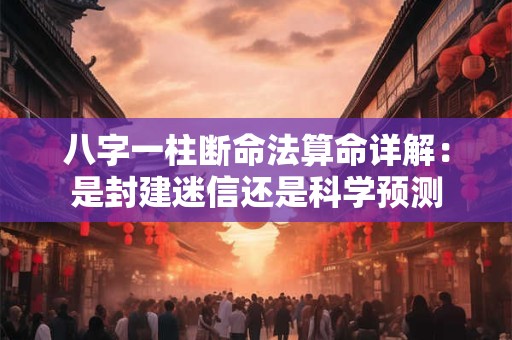 八字一柱断命法算命详解:是封建迷信还是科学预测 八字一柱断命法算命详解:是封建迷信还是科学预测
