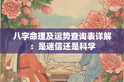 八字命理及运势查询表详解:是迷信还是科学 八字命理及运势查询表详解:是迷信还是科学