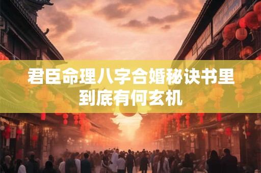 君臣命理八字合婚秘诀书里到底有何玄机