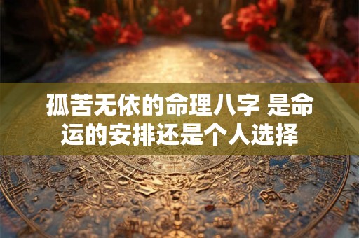 孤苦无依的命理八字 是命运的安排还是个人选择