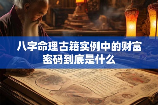 八字命理古籍实例中的财富密码到底是什么