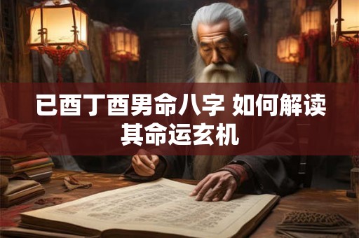 已酉丁酉男命八字 如何解读其命运玄机