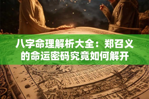 八字命理解析大全：郑召义的命运密码究竟如何解开