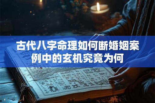 古代八字命理如何断婚姻案例中的玄机究竟为何