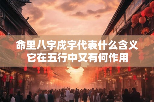 命里八字戍字代表什么含义它在五行中又有何作用