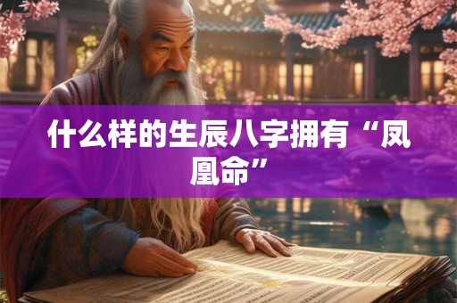 什么样的生辰八字拥有“凤凰命”