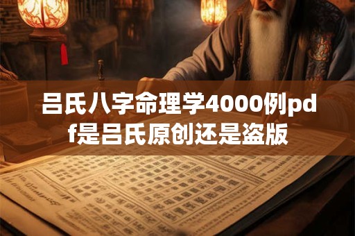 吕氏八字命理学4000例pdf是吕氏原创还是盗版