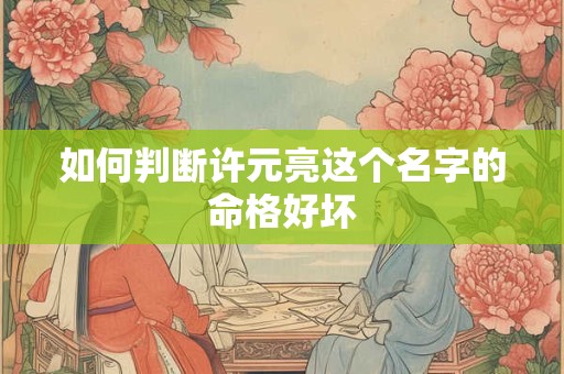 如何判断许元亮这个名字的命格好坏