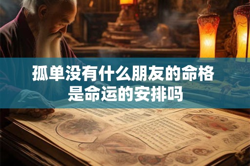 孤单没有什么朋友的命格 是命运的安排吗