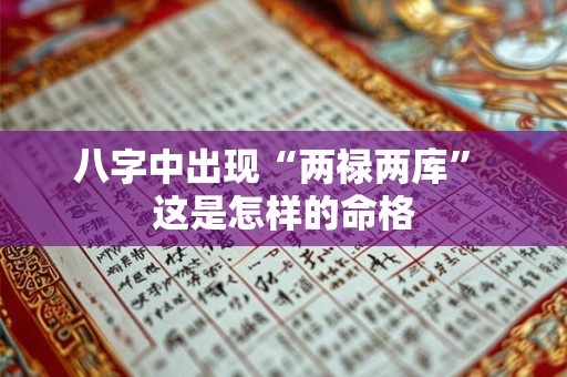 八字中出现“两禄两库” 这是怎样的命格