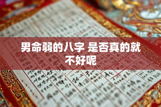 男命弱的八字 是否真的就不好呢