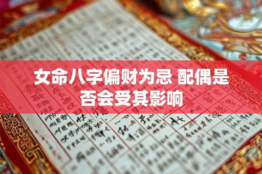 女命八字偏财为忌 配偶是否会受其影响