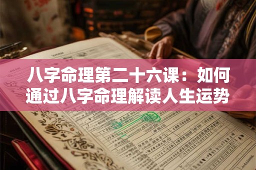 八字命理第二十六课：如何通过八字命理解读人生运势