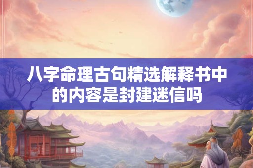 八字命理古句精选解释书中的内容是封建迷信吗