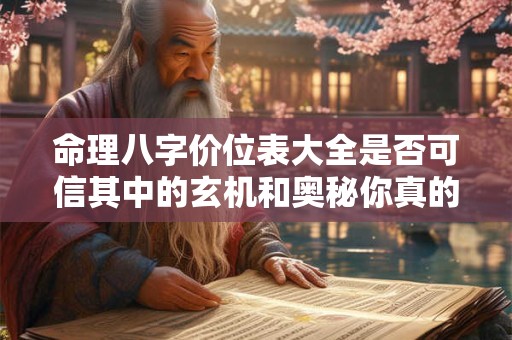 命理八字价位表大全是否可信其中的玄机和奥秘你真的了解吗