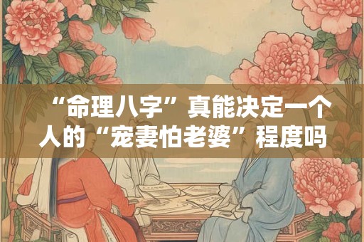 “命理八字”真能决定一个人的“宠妻怕老婆”程度吗