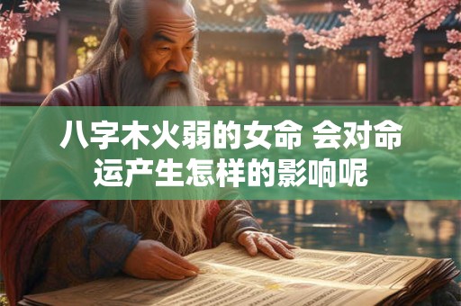 八字木火弱的女命 会对命运产生怎样的影响呢