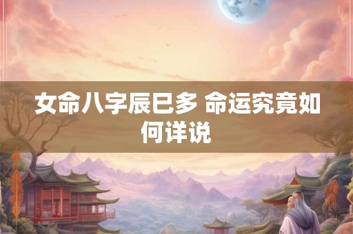 女命八字辰巳多 命运究竟如何详说