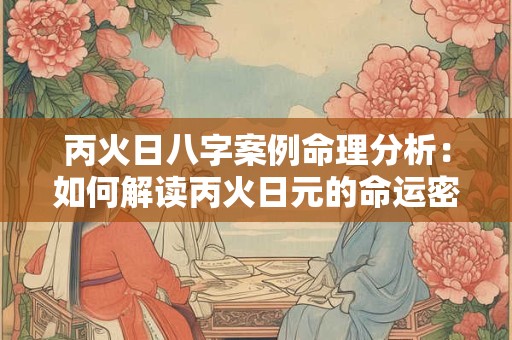 丙火日八字案例命理分析：如何解读丙火日元的命运密码