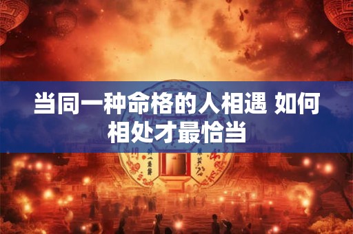 当同一种命格的人相遇 如何相处才最恰当